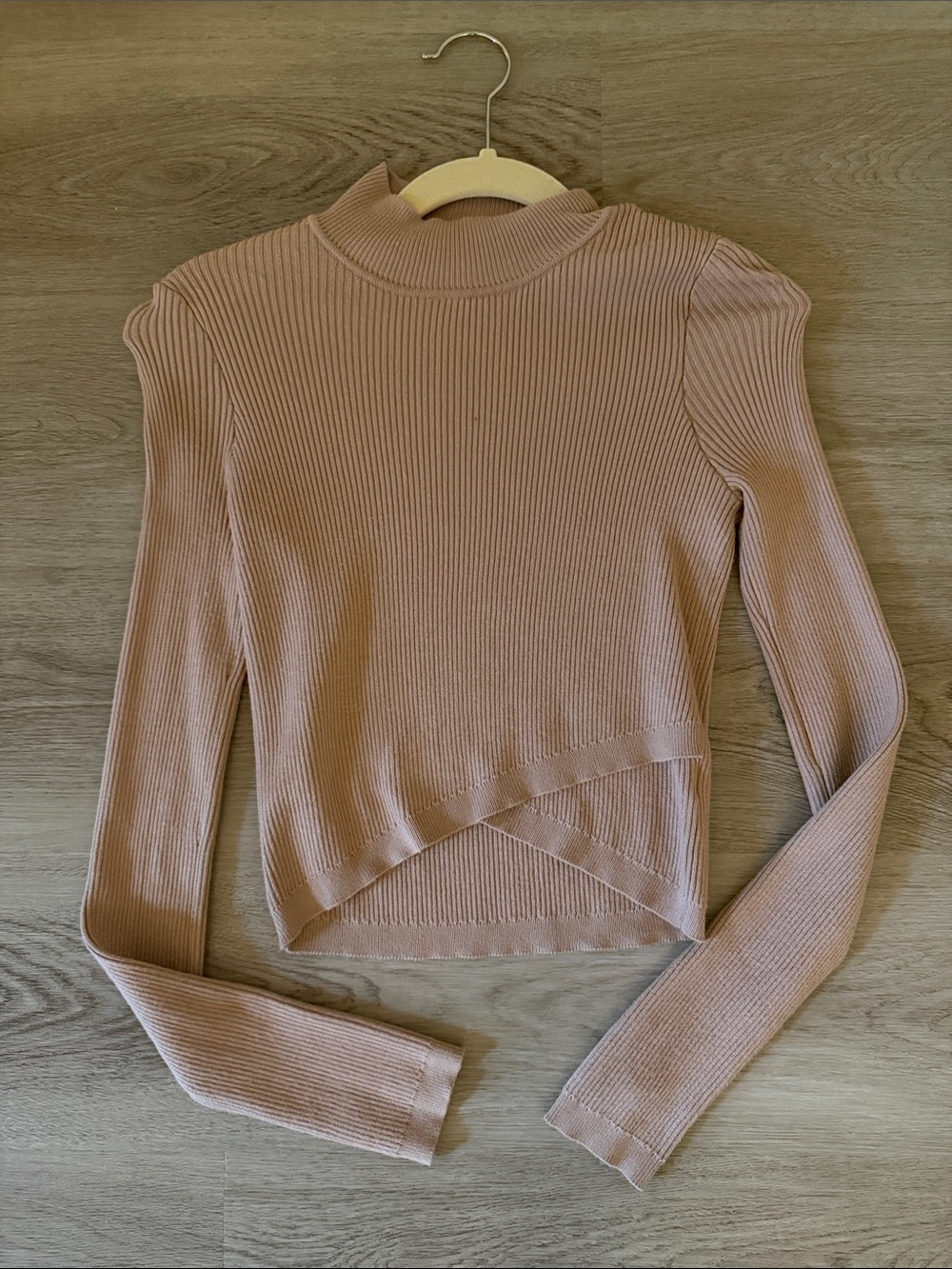 Kendall & Kylie Ribbed Mock Neck Sweater - Dusty Rose